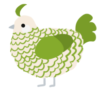 A cream and chartreuse chicken with a lace pattern