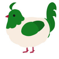 A cream and leaf chicken with a head pattern