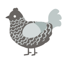 A grey and silver chicken with a lace pattern