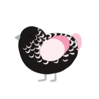 Lady Morgana, a sable and rose chicken with a half-lace pattern