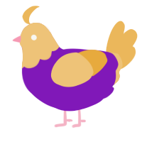 A violet and honey chicken with a head pattern