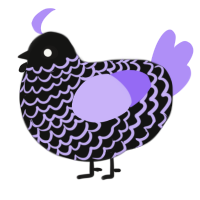 A black and lilac chicken with a lace pattern