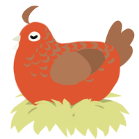 A vermilion and brown chicken with a half-lace pattern