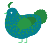 A sea and viridian chicken with a speckle pattern