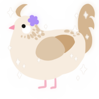 A cream and beige chicken with a neck-speckle pattern