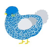 A sapphire and mist chicken with a double-lace pattern
