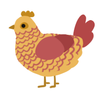 A honey and red chicken with a lace pattern