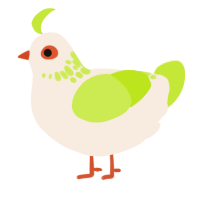 A cream and lime chicken with a neck-speckle pattern