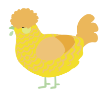 A yellow and honey chicken with a lace pattern