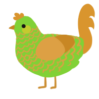 A grass and orange chicken with a lace pattern