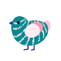 watermimi, a teal and rose chicken with a bar pattern