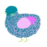 A sea and lavender chicken with a double-lace pattern