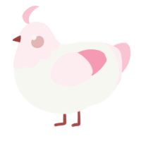 A white and rose chicken with a head pattern
