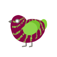 Melon Fella, a maroon and grass chicken with a bar pattern