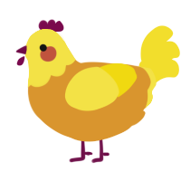 A orange and yellow chicken with a head pattern
