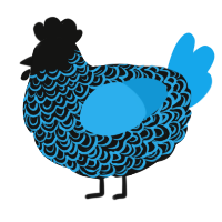 A black and sky chicken with a double-lace pattern