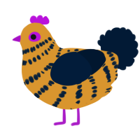 A orange and tumblr chicken with a bar pattern