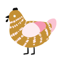 A gold and rose chicken with a bar pattern