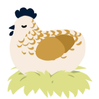 A cream and gold chicken with a half-lace pattern