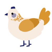 A cream and orange chicken with a neck-speckle pattern