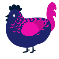 Vaporwave, a navy and fuchsia chicken with a half-lace pattern