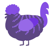A overcast and blurple chicken with a half-bar pattern