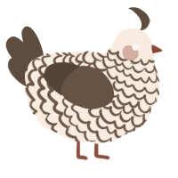 A cream and bark chicken with a lace pattern