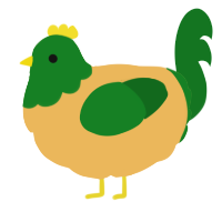 A honey and leaf chicken with a head pattern