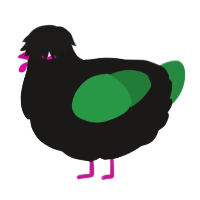 A sable and viridian chicken