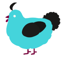 A aqua and sable chicken