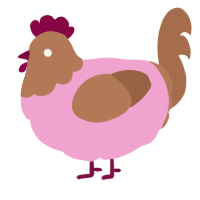 A pink and brown chicken with a head pattern