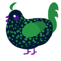 A tumblr and viridian chicken with a speckle pattern