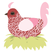 A red and rose chicken with a double-lace pattern