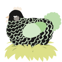A sable and gluppy chicken with a lace pattern