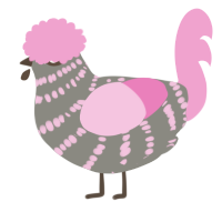 A ash and pink chicken with a bar pattern