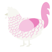 A white and pink chicken with a lace pattern