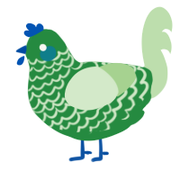 A viridian and gluppy chicken with a lace pattern