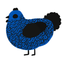 A ultramarine and black chicken with a double-lace pattern