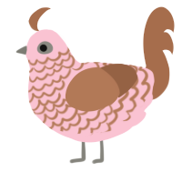 A rose and brown chicken with a lace pattern