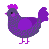 A overcast and violet chicken with a bar pattern