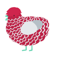 A crimson and mist chicken with a lace pattern