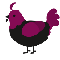 A sable and wine chicken with a head pattern