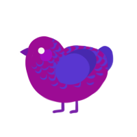 ALMOST, a plum and indigo chicken with a half-lace pattern