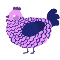 A lavender and navy chicken with a lace pattern
