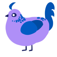 A lilac and ultramarine chicken with a neck-speckle pattern