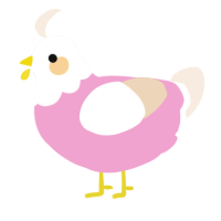 A pink and cream chicken with a head pattern