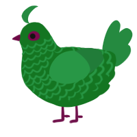 A leaf and viridian chicken with a lace pattern