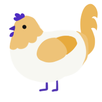 A white and honey chicken with a head pattern
