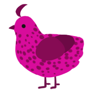 A fuchsia and wine chicken with a speckle pattern