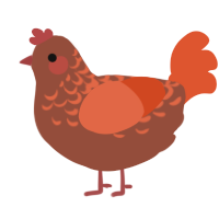 A russet and vermilion chicken with a half-lace pattern